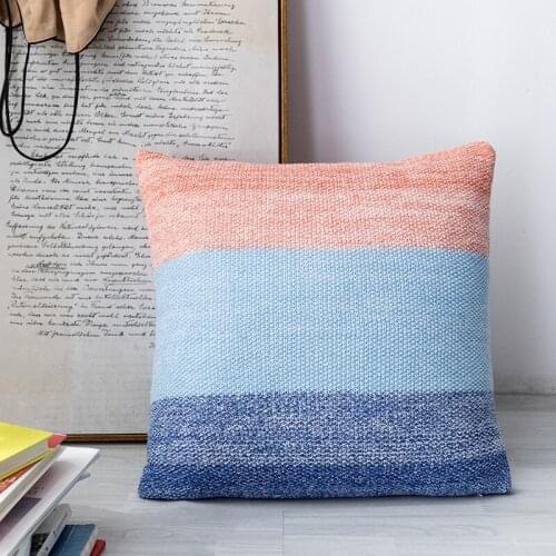 Knitted Home Decoration Stitching 45x45cm Square Pillowcase Blue Pink Nordic Style Knitted Cushion Cover Home Decor