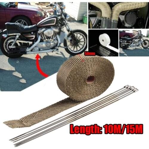 TURBO MANIFOLD HEAT EXHAUST THERMAL WRAP TAPE & STAINLESS TIES 50mm X10M/50mm X10M
