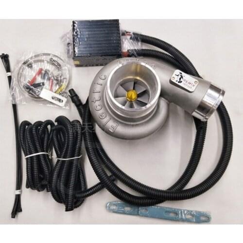 Universal 12V Electric Turbo Supercharger Kit Thrust Electric Turbocharger Air Filter Intake for car improve speed
