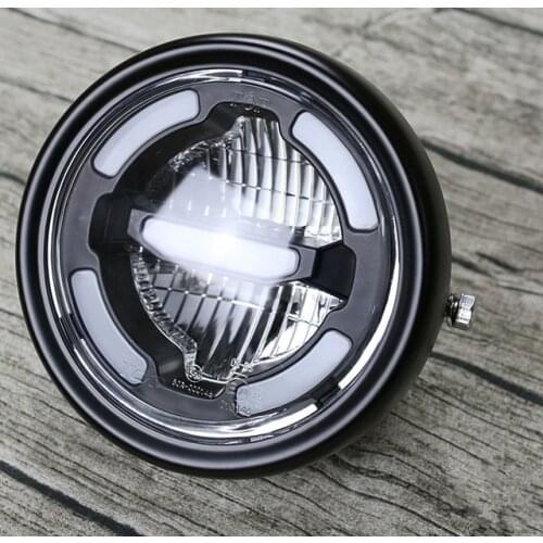 Universal 16.5CM Cafe Racer LED Motorcycle Headlamp Headlight Black Motorbike Front Light Headlamp