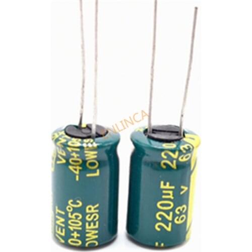 63V 220UF 10*17 high frequency low impedance aluminum electrolytic capacitor 220uf 63V 20