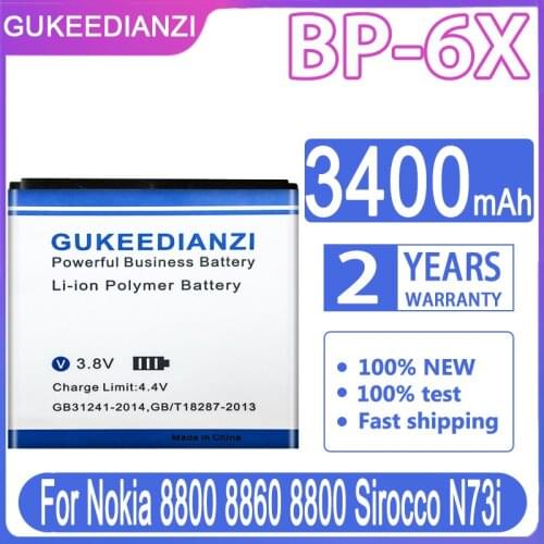 GUKEEDIANZI Replacement Battery BP-6X 3400mAh For Nokia 8800 8860 8800 Sirocco N73i BP 6X