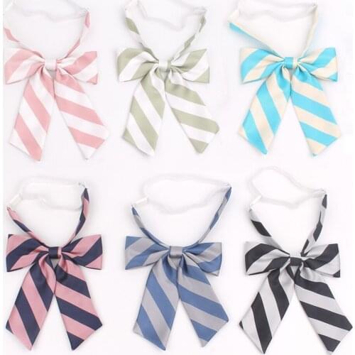 Feminine Large Bowtie Striped Bow tie For Women Uniform Collar Butterfly Ladies Bow knot Adult Bow Ties Cravats Girls Bowties
