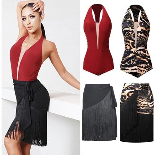 Women Latin Tassels Skirt Fringe Skirt Sleeveless Top Latin Dance Costume Ballroom Performance Clothes Latin Dance Sets SL5333