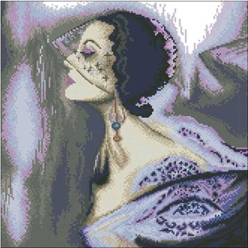 Woman wearing a veil patterns Counted Cross Stitch 11CT 14CT18CT DIY Chinese Cross Stitch Kits Embroidery Needlework Sets