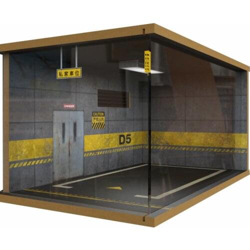 1:24 Car Model Display Box Wooden Underground Garage Scene Simulation Model Acrylic Dust Cover Light Ornament Collection