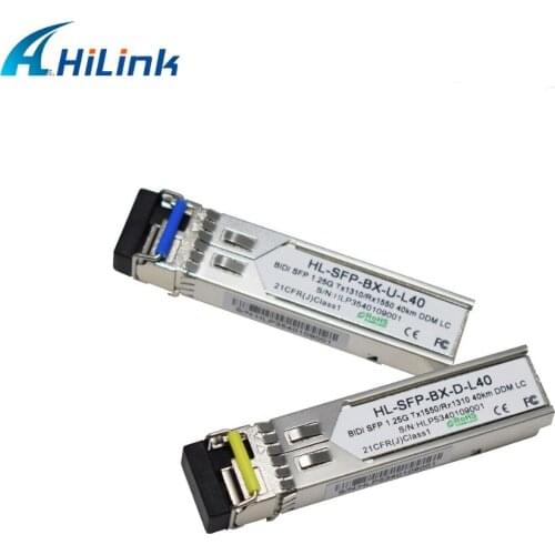 10Pair : HL-GLC-BX-D/U-40D , 1.25G WDM SFP Single fiber 40KM , LC/SC optional , DDM , Tx1310/Rx1550 Tx1550/Rx1310