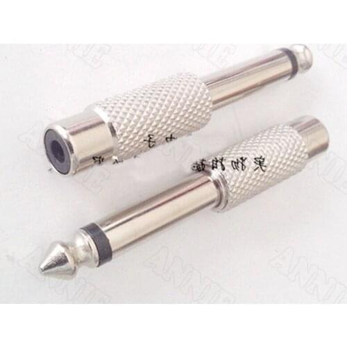 10pcs/lot 6.5 Turn RCA Female Adapter Nickel Plating Mixing Console Audio Adapter