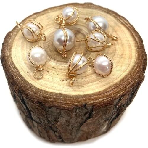 Natural Crystal Pendant White Spherical Double Hole Connector Necklace Earrings DIY Ladies Pendant Jewelry Making 10 Pieces