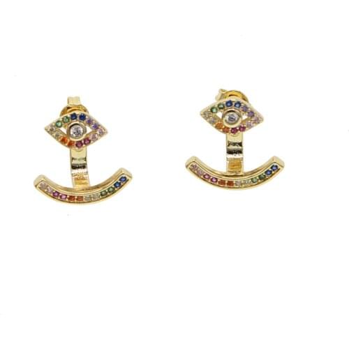 2018 Rushed Brincos Earrings Delicate Cute Cz Tiny Mini Minimalist Girl Women Multicolored evil eye Earring