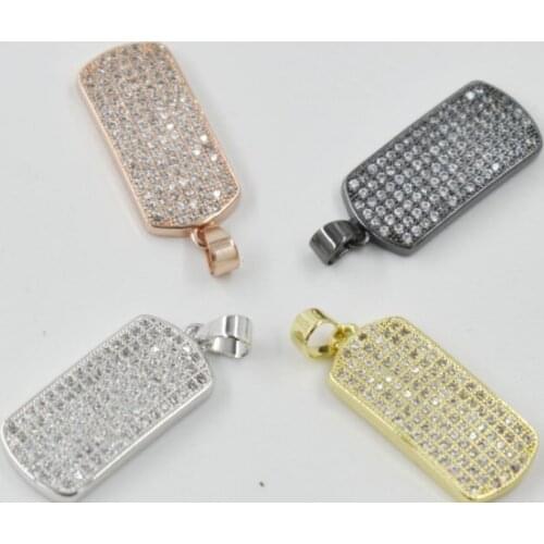 25*10mm crystal micro pave cz zircon cubic zirconia beads copper silver gold black plated Pendant Pendant accessories yfdg3