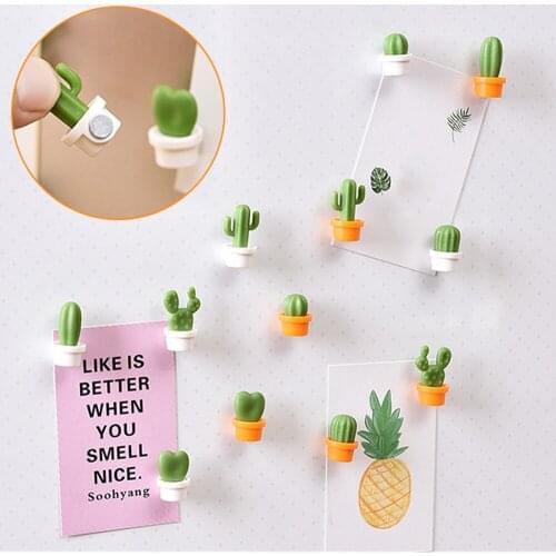 6pcs Cute Cactus Fridge Magnet Sticker Refrigerator Message Sticker Cartoons Decal Gift Succulent Plant Home Room Decoration Z31