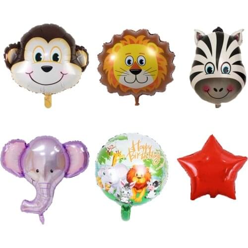 7pcs big size Zebra Lion Monkey Animal Air Helium Balloon 40" Number Balloons Set for Birthday Party Decor Animal Zoo Theme Baby