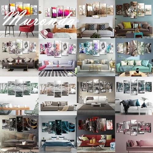 Paintings HD Abstract Canvas For Living Room Wall Art Poster 5 Pieces Abstract Line Home Decoration Pictures Modular Frame