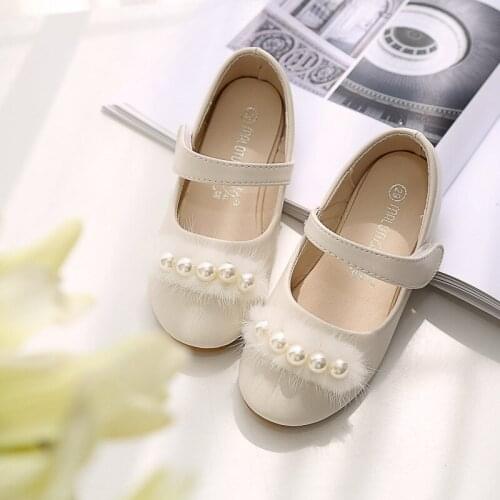 White Pink Kids Baby Toddler Pearl Flower Children Wedding Party Dress Princess Leather Shoes For Girls School Dance Shoes 1-16Y