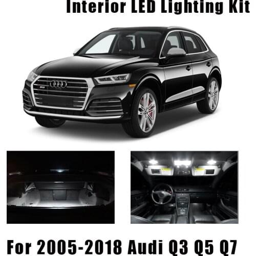 White Canbus Error Free LED Reading Dome Map Trunk Cargo Interior Lights Kit For Audi Q3 Q5 Q7 2005-2018 License Plate Lamp