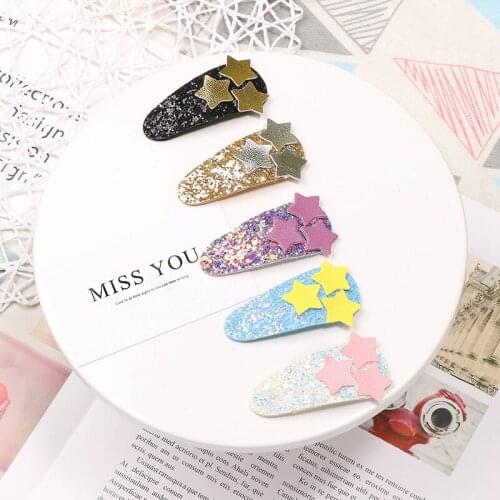 Glitter Star BB Clip For Kids Hairpin Sequin Water Drop Clip Baby Girl Hair Accessories Snap Hair Clips Kids Accessories