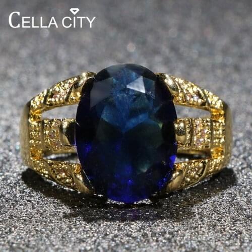 Cellacity Oval shaped Gemstones Ring for Women Silver 925 Jewelry Gorgeous Gold Color Party Neutral Rings Wholesale Anniversary