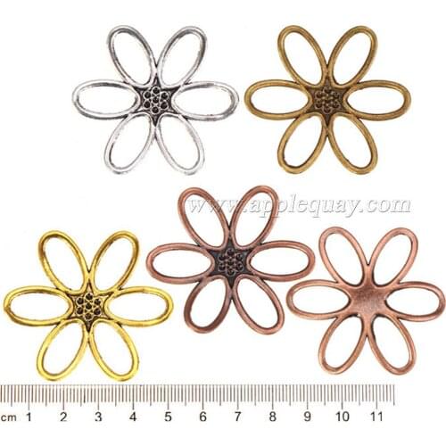 Keychains charms diy necklaces pendants Earrings bracelets connector flower plants open metal jewelry accessroies 44*2mm 15pcs