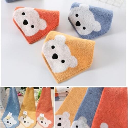 Children Towels Baby Face Towel Cute Cartoon Bear Pattern Hangable Hand Towel Soft Cotton Towels Kids Bathroom Products G2AE