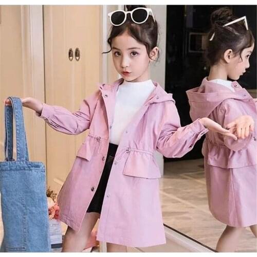 Girls Long Jacket Coat solid Coat Girl Spring Autumn Childrens Jacket Casual Style Kids Clothes Girl 6 8 10 12 13