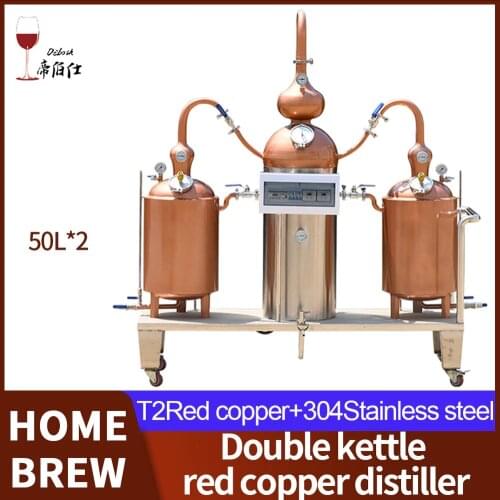 T2 Red copper double kettle stainless steel large distiller Winery Distillation equipment for brewing white wine beer red wine