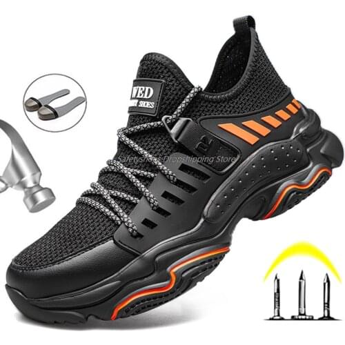 Lightweight Shoes Safety Boots Mens Anti-Smashing Shoes Working Boots Steel Toe Cap Shoes For Men Non-Slip Boots New Sneakers