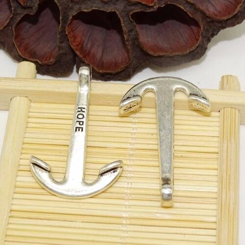 Yearning Jewelry Findings Vintage Silver Alloy Metal Carving Letter HOPE Anchor Charms Pendants