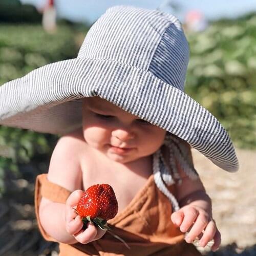 0-6 Yr Large Brim Bucked Hat for Baby Girl Boy Summer Sun Visor Cap Outdoor Children Sun Chapeau Seaside Headdress Beach Sun Hat
