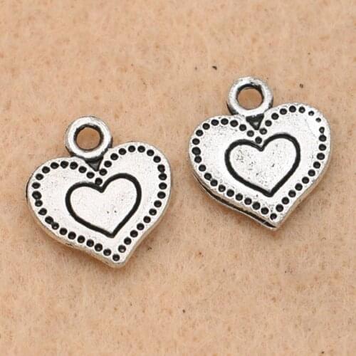 KJjewel Antique Silver Plated Heart Charms Pendants fit Jewelry Accessories Findings DIY Jewelry Making Craft 20x18mm