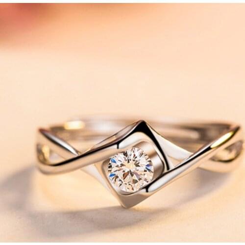 Hot Sale New Design Silver Plated Elegant Crystal Stone Charm Zircon Rings