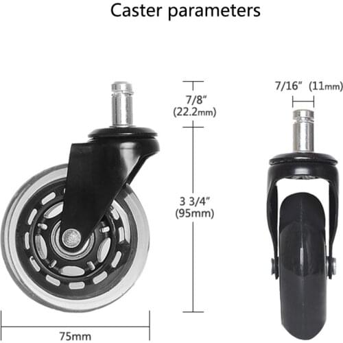 Chair Wheel 2.5/3 Inch 360 Degree Roating PU Furniture Office Chair Casters Rollerblade Chair Wheel 1pc