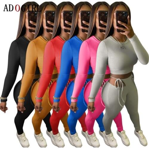 Adogirl Sexy Tracksuit Women 2 Piece Outfits Joggers Set Long Sleeve Top And Pants Sets Fashion Streetwear Matching Sets