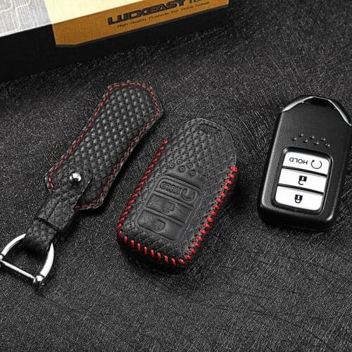 Luckeasy Leather Key Cover for honda crv 2015 2.4L urv 240 turbo avancier 240/370 turbo holder case key3