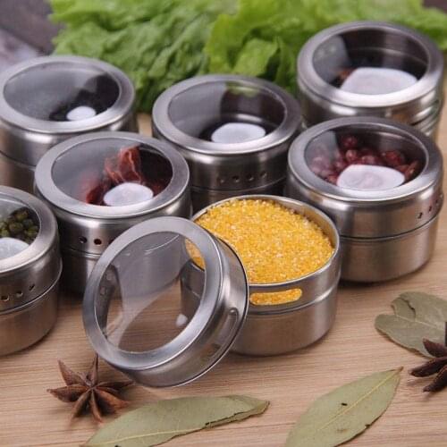 Magnetic Stainless Steel Seasoning Jar Spice Bottle Seasoning Box Blackboard Sticker Household Barbecue Kitchenware 4/12 Set