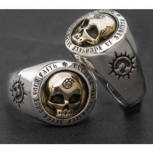Metal Punk Top Quality Gothic Skull Ring Men Biker Jewelry