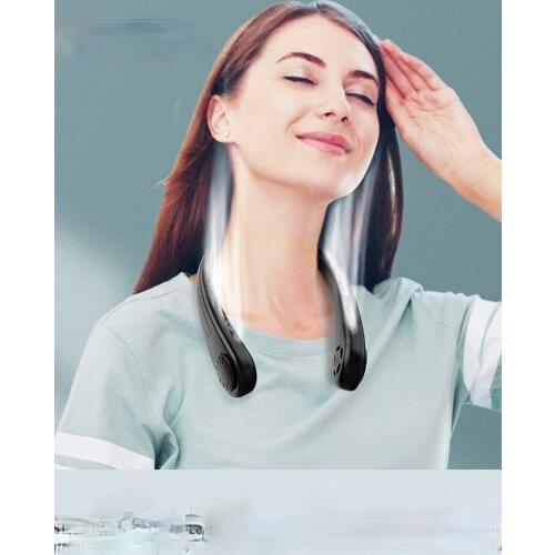 Mini Neck Fan Bladeless Hanging Fan Portable Sport Fan Leafless USB Rechargeable Cooling Headphone Design Outdoor Sports