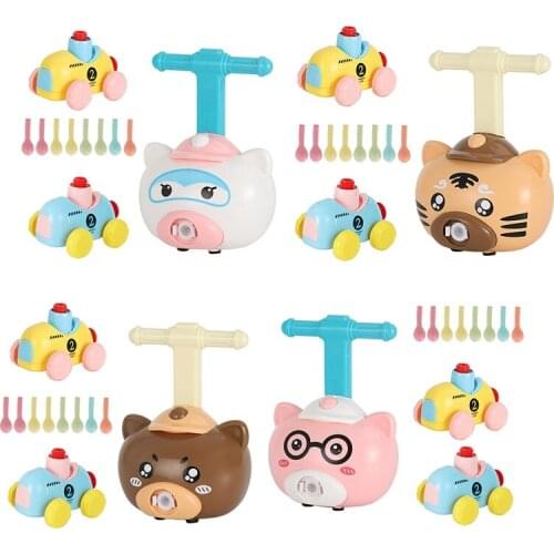 Cartoon Animal Balloon Powered Car Fun Inertial Power Car Balloon Toy for Children Gifts