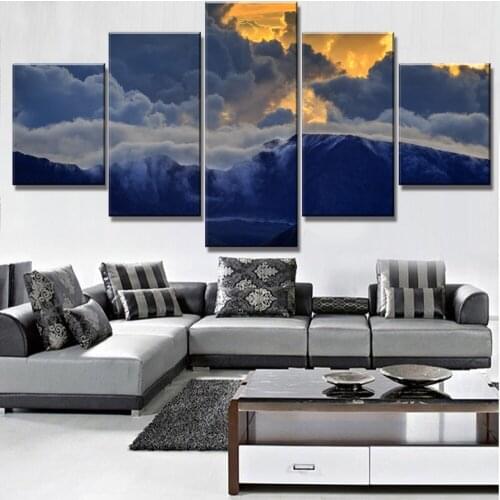 Wall Art Canvas Painting Decor 5 Pieces HD Print Mountain Cloud Landscape Paintings on Canvas Wall Art Home Bedroom Decorations