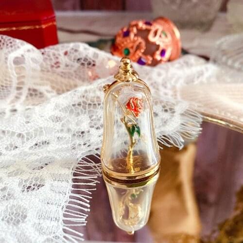 New design pin ornament magic bottle rose drip oleoresin brooch retro French womens pin creative cute girly gift
