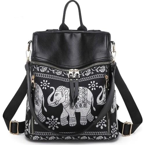 New Fashion Multifunction Women Backpack High Quality PU Leather Women Backpacks Brand Large Capacity Ladies Elephant 2021