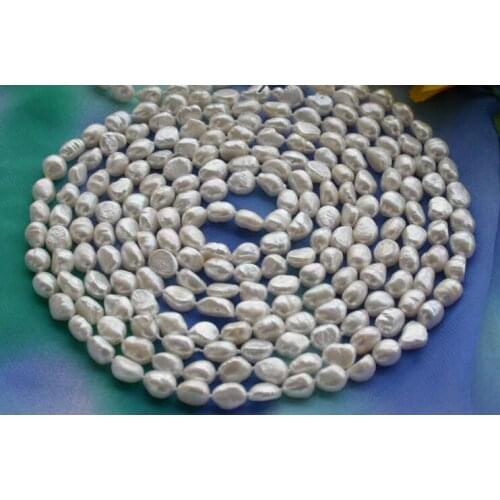 9x10mm bright white baroque freshwater pearl 80-200cm 30-80inch Necklace Woman Jewelry AAA Natural pearl