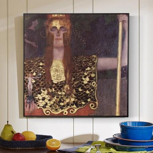 Pallas Athene Canvas Art Paintings By Gustav Klimt Kiss Wall Art Canvas Prints Reproductions For Living Room Wall Decor Cuadros