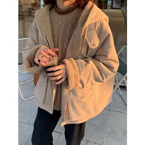 Parkas Women Oversized Jackets Winter Thicker Soft Kawaii Fashion Ulzzang Ins Girls Outwear Double-side Popular Female Clothing