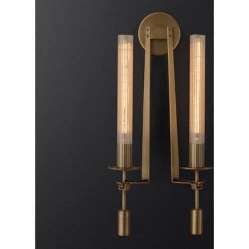RH wrought iron glass retro Wall Lamps living room Bedroom bathroom mirror front wall light fixture aisle corridor wall sconces
