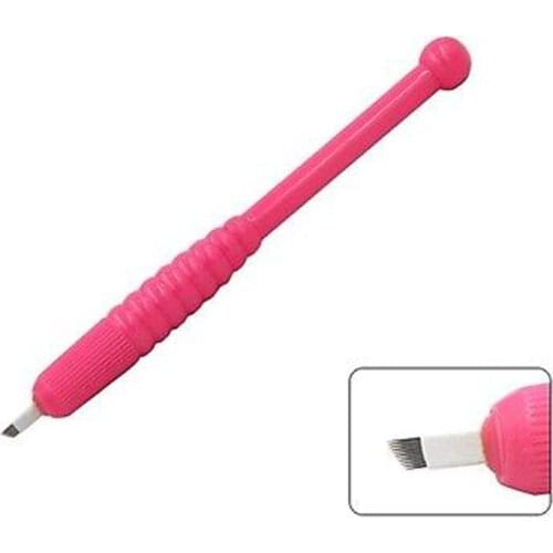 PINK DISPOSABLE Microblading Pen with blade CF/U Needles 9 pin 12 pin/ 18U Microlading needle Manual Microblade Needle Tool