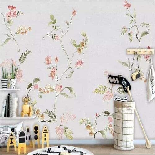 Nordic simple watercolor floral background wall professional production mural wallpaper wholesale custom poster photo wall