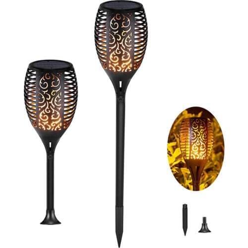 Solar Torch Lights USB Charging Waterproof Flickering Flame Torch Lights Landscape Decoration Lamp for Garden Lawn Courtyard
