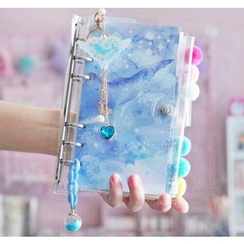 A6 Spiral Notebook Kawaii Ocean Planner Notebook Cherry Bullet Diary Notebook Planner Organizer Square Binder Small Clear Diary