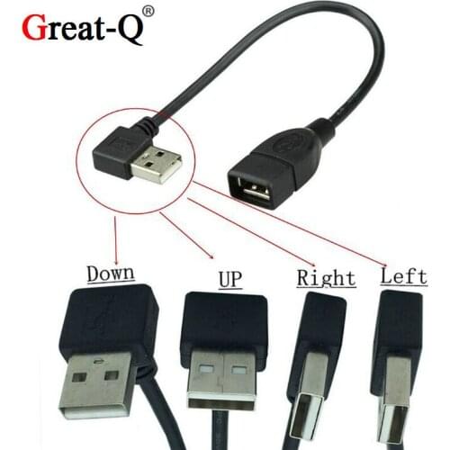 Great-Q 5pcs 480M USB 2.0 Angled 90 degree A type male to Female extension cable cord